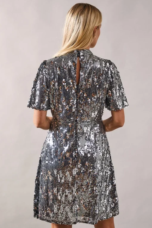 Petite Occasion Sequin High Neck Shift Dress