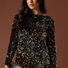 Petite Ombre Sequin Bow Mini Dress