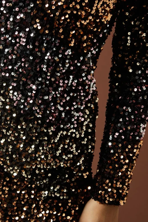 Petite Ombre Sequin Bow Mini Dress