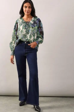 Petite Paisley Patchwork Ruffle Tie Top