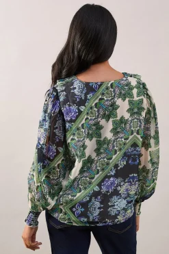 Petite Paisley Patchwork Ruffle Tie Top