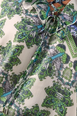 Petite Paisley Patchwork Ruffle Tie Top