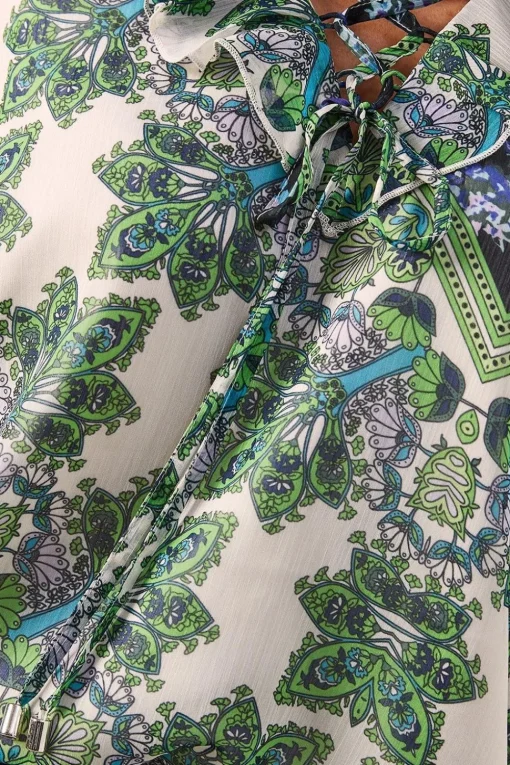 Petite Paisley Patchwork Ruffle Tie Top