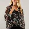 Petite Paisley Print High Low Hem Shirt