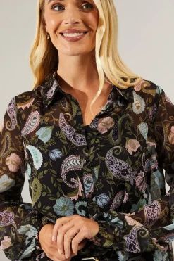 Petite Paisley Print High Low Hem Shirt