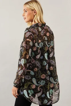 Petite Paisley Print High Low Hem Shirt