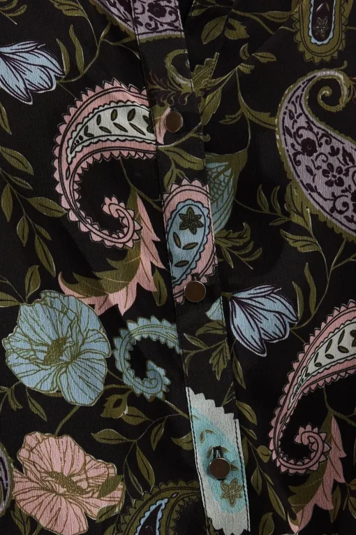 Petite Paisley Print High Low Hem Shirt
