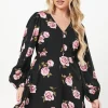 Petite Pink Floral Button Front Mini Dress