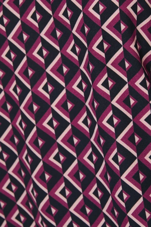 Petite Pink Geo Keyhole Blouse