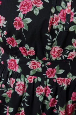 Petite Pink Rose Chiffon Lace Insert Long Sleeve Mini Dress
