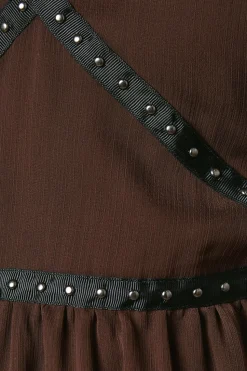 Petite Plain Stud Trim Detail Mini Dress
