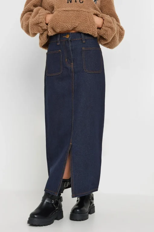 Petite Pocket Patch Denim Skirt