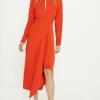 Petite Premium Crepe Waterfall Skirt Midi Dress
