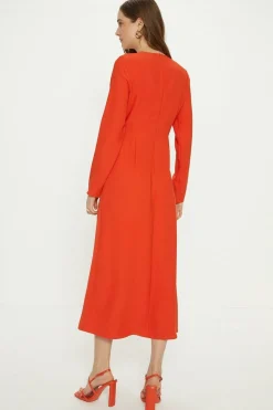Petite Premium Crepe Waterfall Skirt Midi Dress