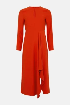 Petite Premium Crepe Waterfall Skirt Midi Dress