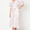 Petite Puff Sleeve Jacquard Shirt Dress