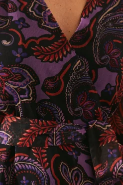 Petite Purple Paisley Wrap Dress