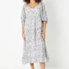 Petite Ruffle Detail Sweetheart Chiffon Midi Dress