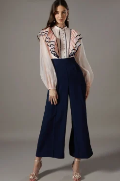 Petite Ruffle Shirt Jumpsuit