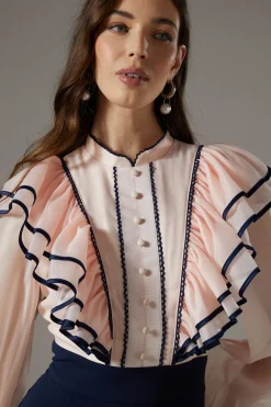 Petite Ruffle Shirt Jumpsuit