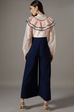 Petite Ruffle Shirt Jumpsuit