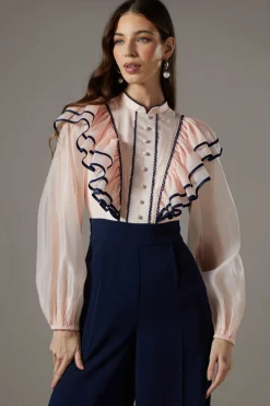 Petite Ruffle Shirt Jumpsuit
