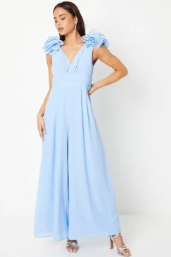 Petite Ruffle Shoulder Georgette Jumpsuit