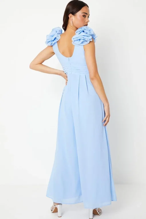 Petite Ruffle Shoulder Georgette Jumpsuit