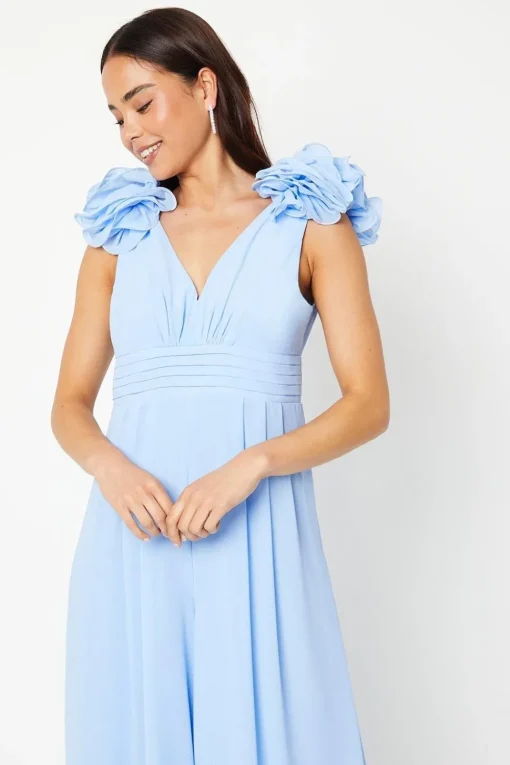 Petite Ruffle Shoulder Georgette Jumpsuit