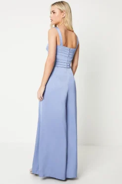 Petite Satin Cami Pleat Jumpsuit
