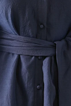 Petite Satin Detail Organza Midi Shirt Dress