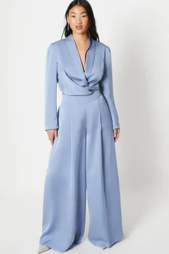 Petite Satin Wide Leg Trouser