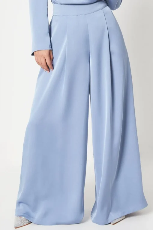Petite Satin Wide Leg Trouser