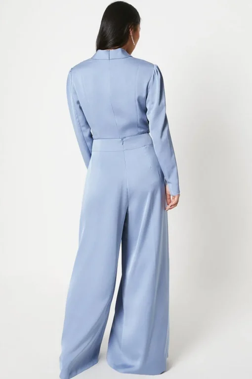 Petite Satin Wide Leg Trouser