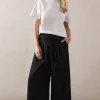Petite Self Belted Wide Leg Trouser
