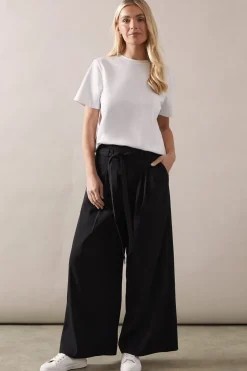 Petite Self Belted Wide Leg Trouser