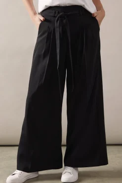 Petite Self Belted Wide Leg Trouser