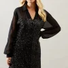 PETITE SEQUIN SHIRT DRESS