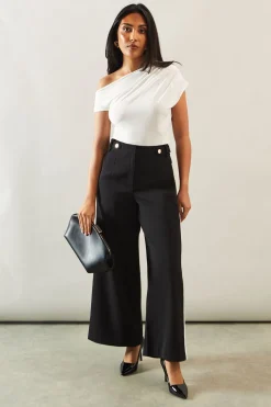 Petite Side Stripe Wide Leg Trousers