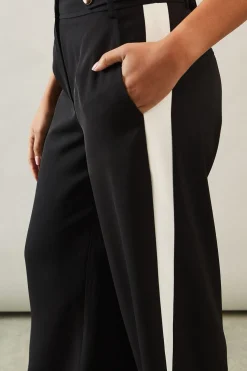 Petite Side Stripe Wide Leg Trousers