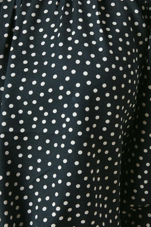 Petite Spot Shoulder Detail Shirred Hem Blouse
