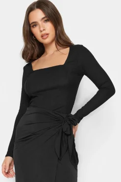 Petite Square Neck Long Sleeve Top