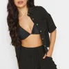 Petite Textured Tie Waist Shorts