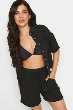 Petite Textured Tie Waist Shorts