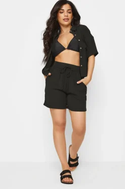 Petite Textured Tie Waist Shorts
