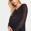 Petite Tie Neck Long Sleeve Blouse