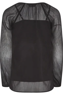Petite Tie Neck Long Sleeve Blouse