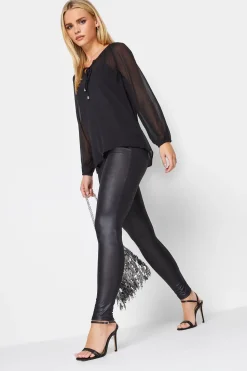 Petite Tie Neck Long Sleeve Blouse
