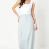 Petite Twill Cargo Split Front Maxi Skirt