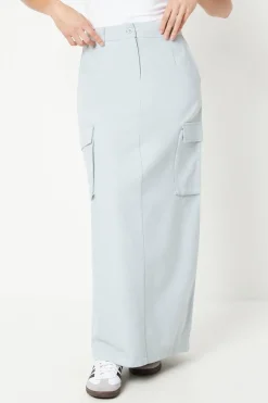 Petite Twill Cargo Split Front Maxi Skirt
